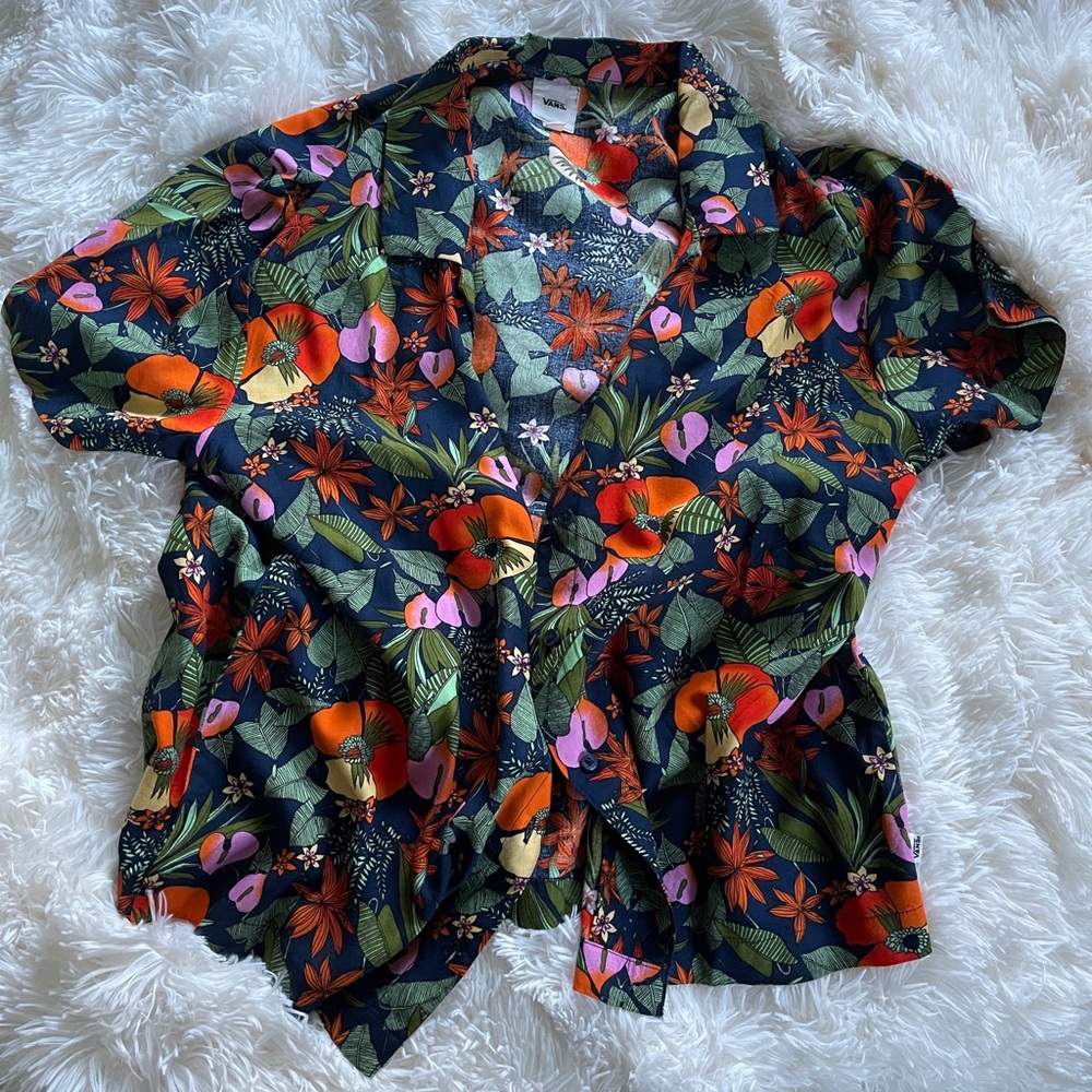 Vans floral short sleeve button up